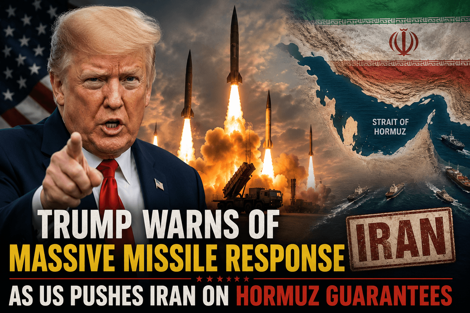 Trump Warns of Massive Missile Response as US Pushes Iran on Hormuz Guarantees