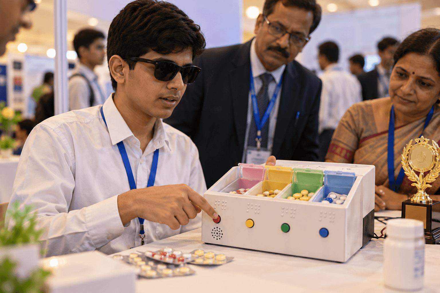 Visually impaired Hyderabad student invents talking medicine box, wins award