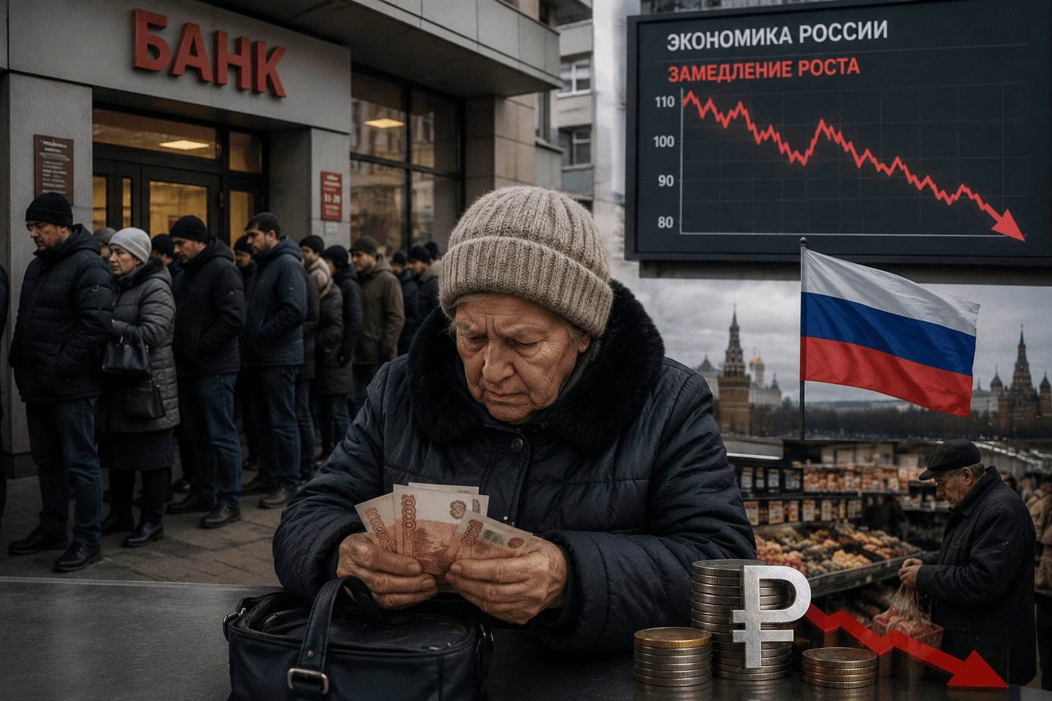 Russians turn to cash, putting more strain on slowing wartime economy