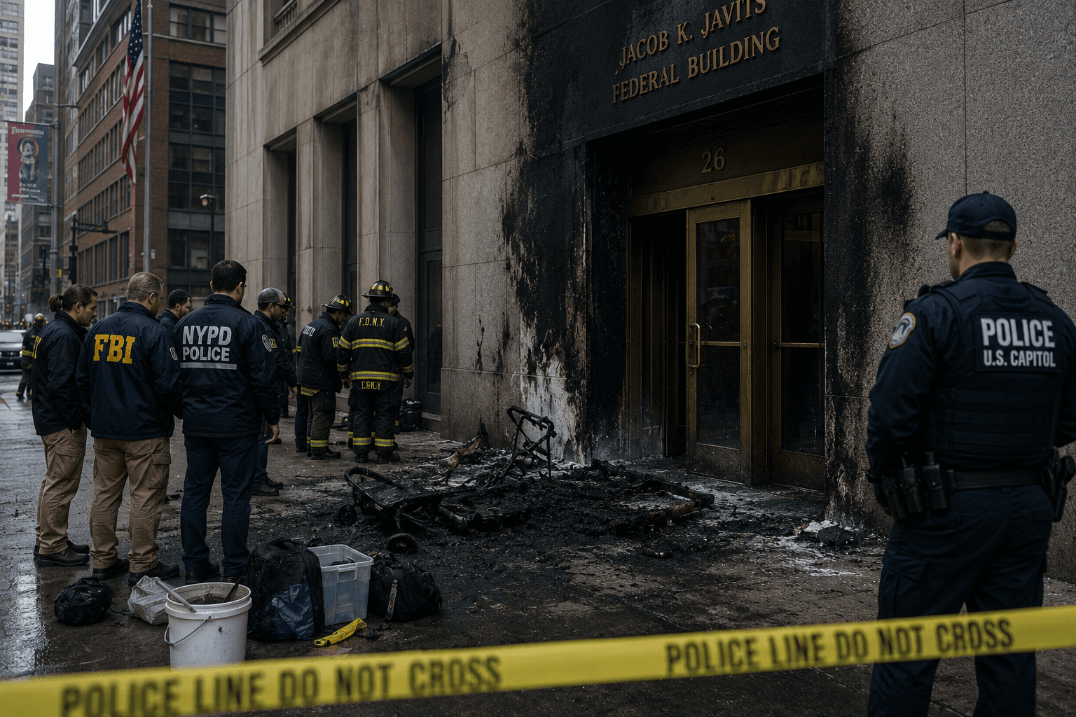 'Anti-ICE' Army veteran set fire outside Manhattan federal building, say officials
