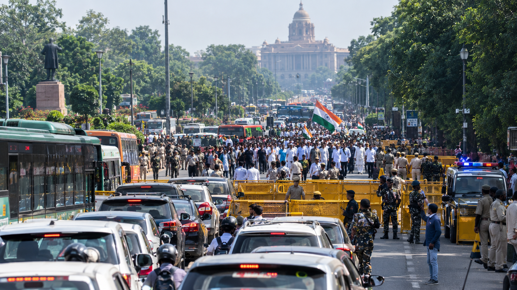 Traffic Curbs In Delhi As INDIA Bloc Marches To Election Commission Over SIR Row